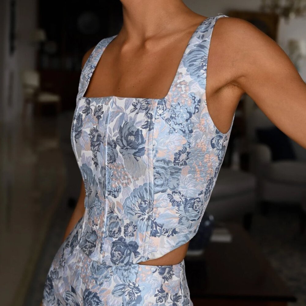 Yllw The Label Andie Corset Top in Bordeaux NEW